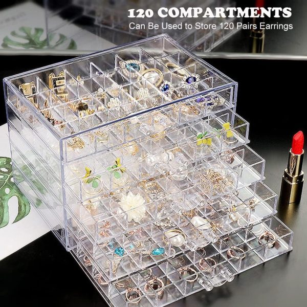 Earring Storage Box Acrylic Jewelry Storage Holder Ring Clear Plastic - Image 4