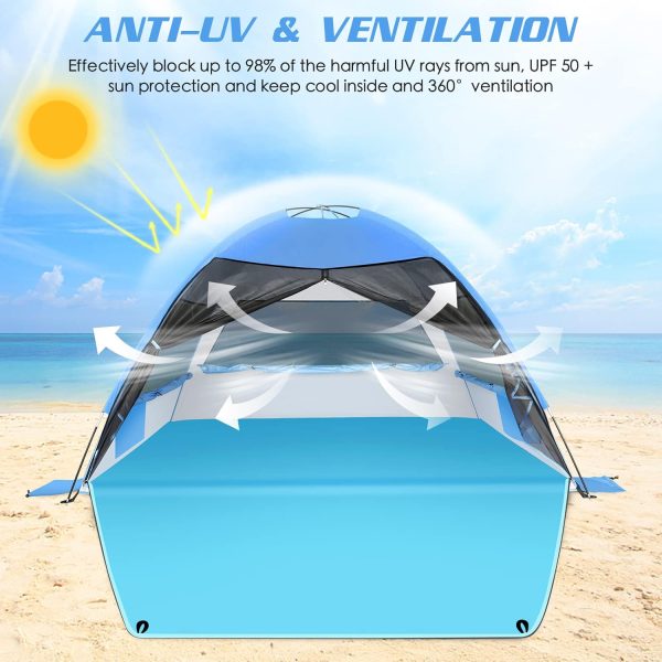 Large Easy Setup Beach Tent,Anti-UV Shelter Canopy Sun Shade with Extended - Image 2