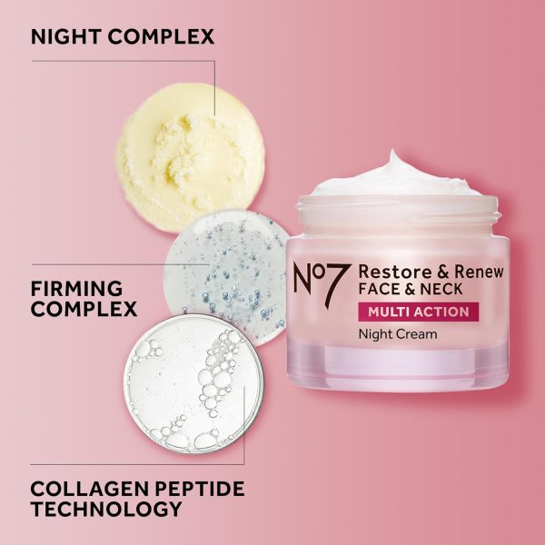 No7 Restore & Renew Multi Action Face & Neck Night Cream - Collagen Peptide - Image 6