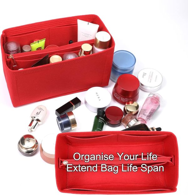 Doxo Purse Organizer Insert Handbags Tote & Base Shaper Felt Organizer Bag - Image 3
