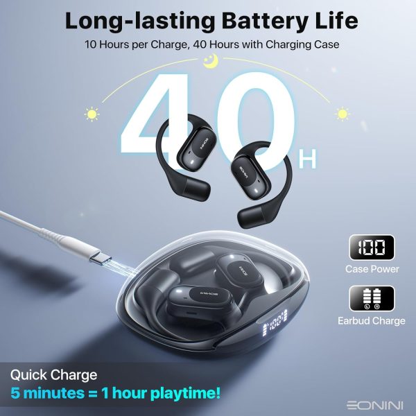 Open Ear Headphones Wireless Bluetooth 5.3 Earbuds, 40H Playtime with - Image 5