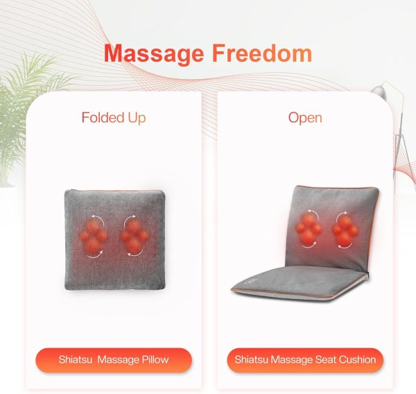COMFIER Foldable Massage Chair pad,Rechargeable Shiatsu Back Massager with - Image 4