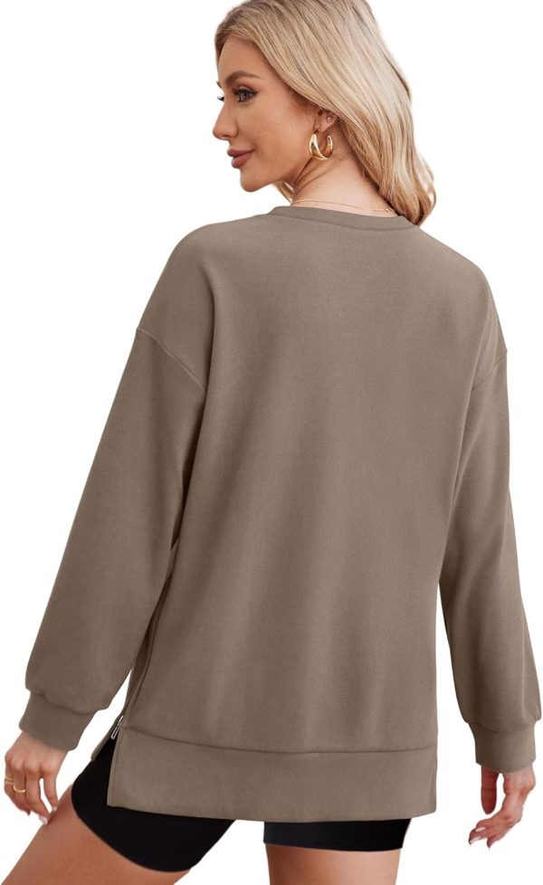 WIHOLL Women's Oversized Lightweight Sweatshirt with Side Slit Zipper Soft - Image 4