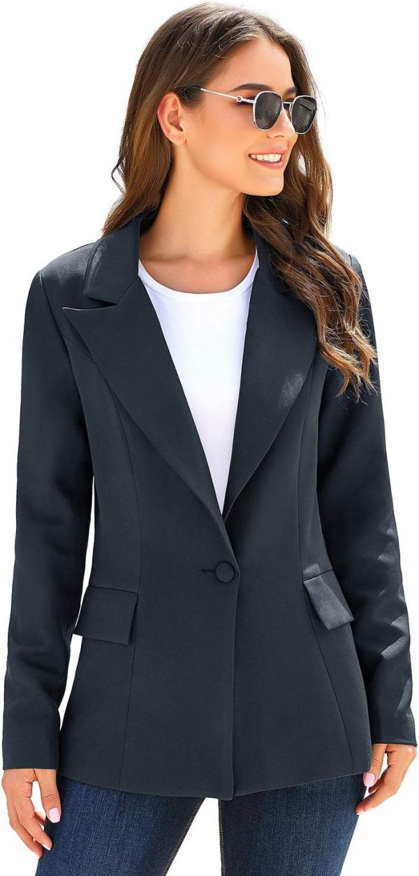 luvamia Women's Casual Long Sleeve Lapel Button Slim Work Office Blazer - Image 7