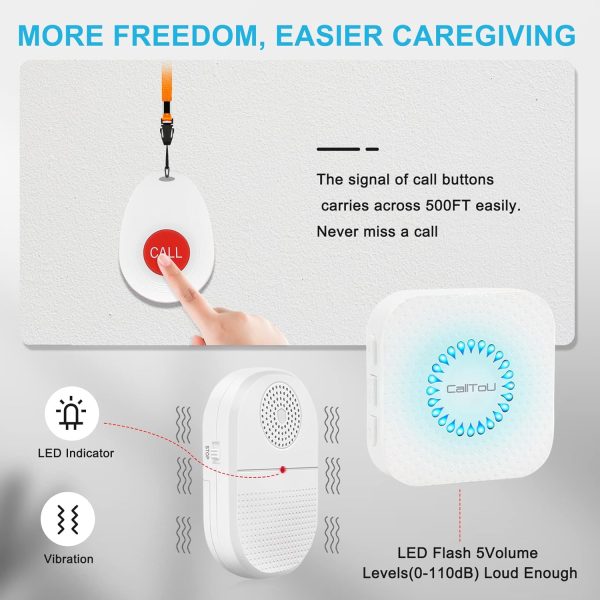 CallToU Wireless Caregiver Pager Call Button for Hard of Hearing 500FT - Image 4