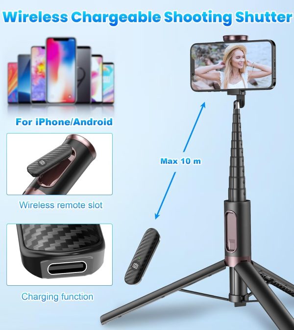 TONEOF 67" Cell Phone Selfie Stick Tripod,Smartphone Tripod Stand All-in-1 - Image 5