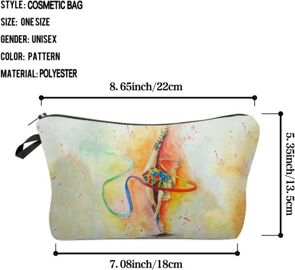 Gymnastics Makeup Bag Ribbon Gymnastics Small Cute Organizer Zipper Pouch - Image 2