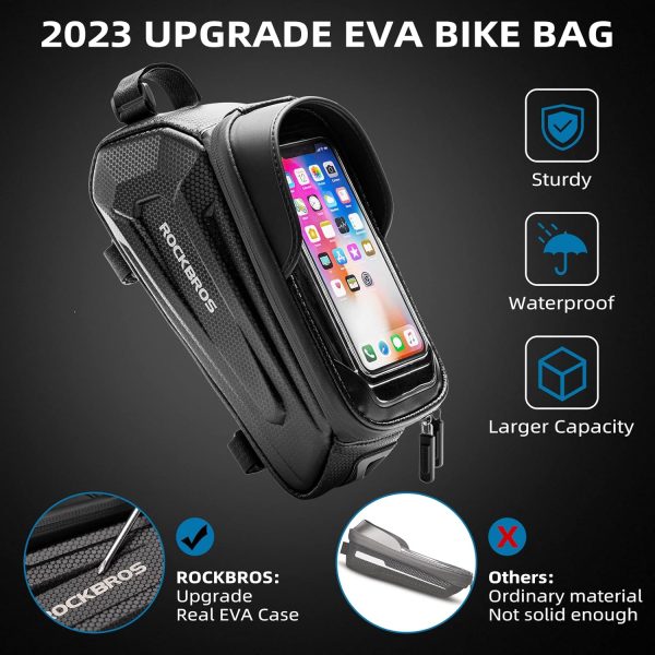 ROCKBROS Bike Bag Phone Mount Bag Bicycle Accessories Pouch, EVA Waterproof - Image 2