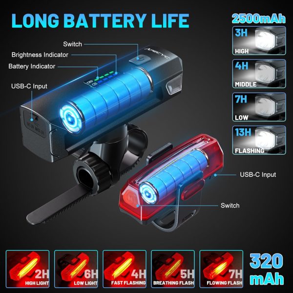 Bike Lights Front and Back, 1200 Lumen Bicycle Light for Night Riding, - Image 3