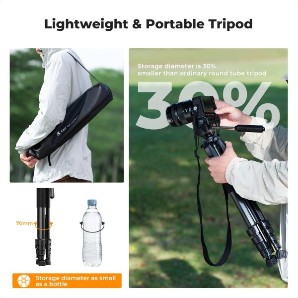 K&F Concept Camera Tripod, 75" Lightweight Portable Travel Outdoor DSLR - Image 3