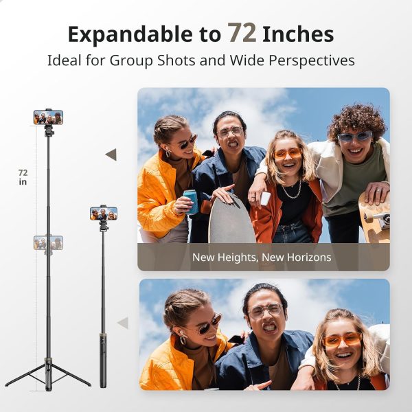 Sensyne 72"" Phone Tripod, Extendable Tripod for iPhone & Selfie Stick with - Image 3