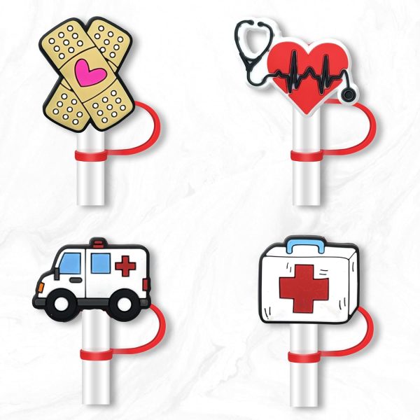 8Pcs Medical Straw Cover for Tumbler Cap, Nurse Silicone Straw Topper, 10mm - Image 2