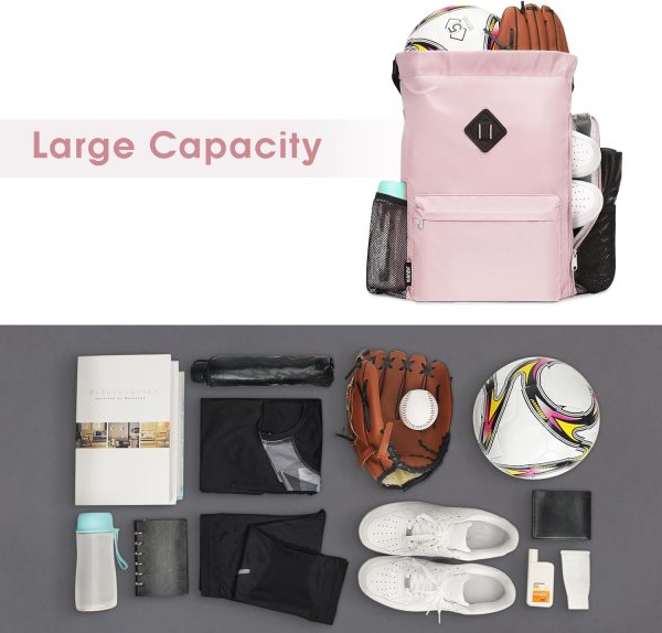 WANDF Drawstring Backpack Sports Gym Bag with Shoes Compartment, - Image 4