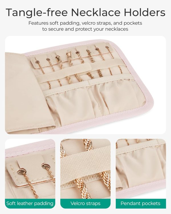 BAGSMART Travel Jewelry Organizer Case, Foldable Jewelry Roll Case for - Image 4