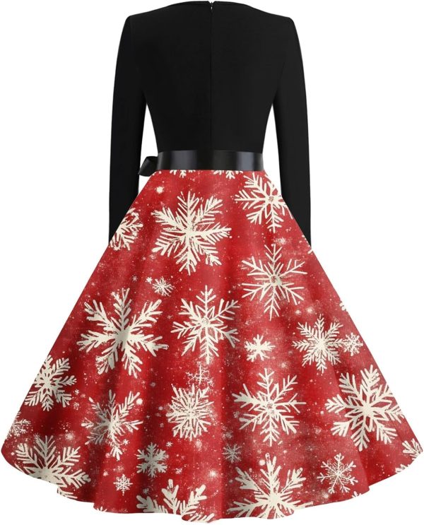 Christmas Party Dress,Women's Fashion Round Neck Casual Slim Christmas - Image 2