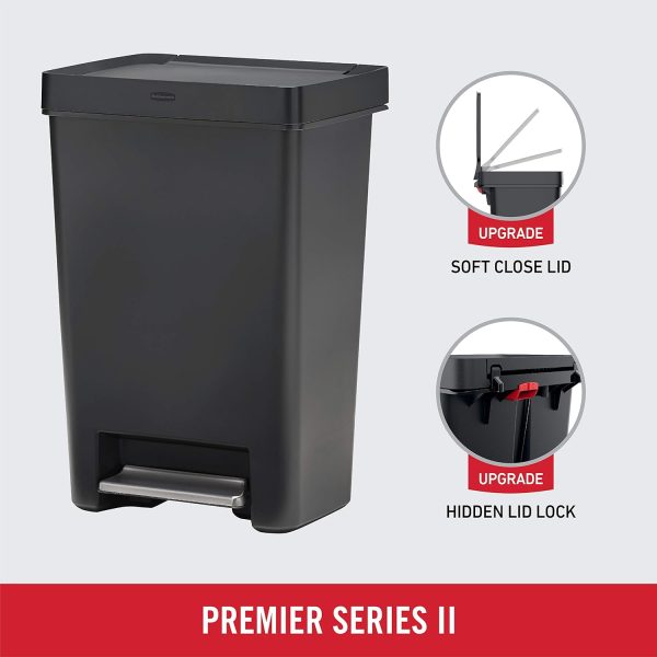 Rubbermaid Premier Series II Step-on Trash Can for Home and Kitchen, with - Image 2