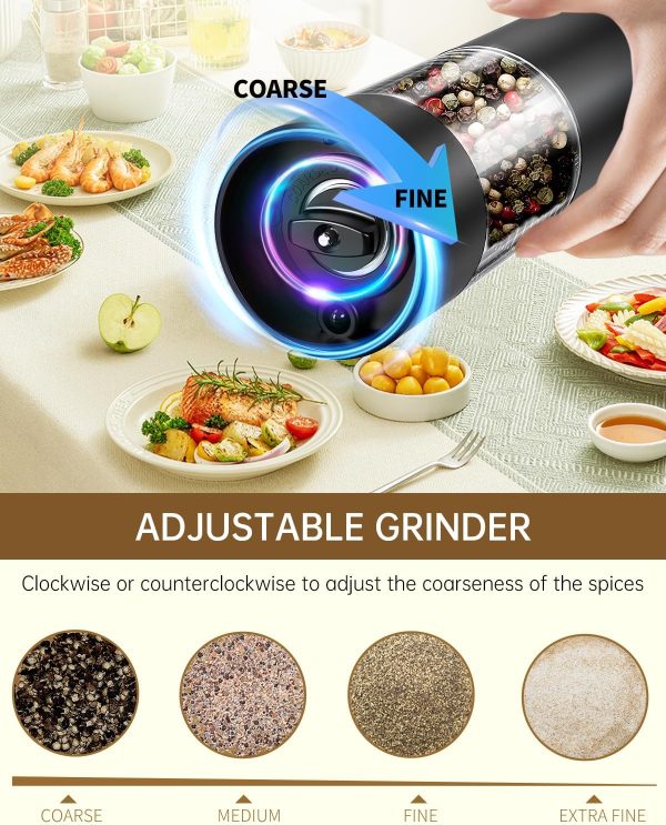 CIRCLE JOY Electric Salt and Pepper Grinder Set Automatic Salt and Pepper - Image 6
