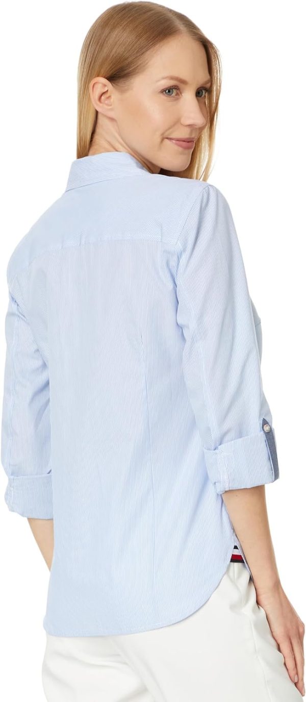 Tommy Hilfiger Women's Button Collared Shirt with Adjustable Sleeves - Image 2