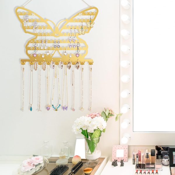 NiHome Butterfly Wall Mounted Jewelry Organizer, Decorative Metal Earring - Image 8