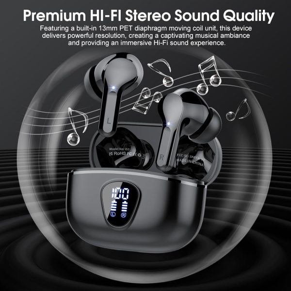 Wireless Earbuds, Bluetooth 5.3 Headphones HiFi Stereo, Bluetooth Earbuds - Image 4