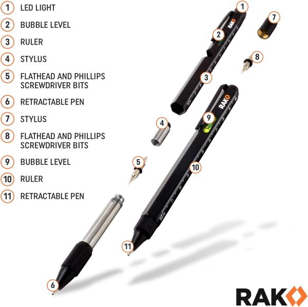RAK Multitool Pen 2-Pack - Multi-Tool Pens with LED Light, Flathead & - Image 3