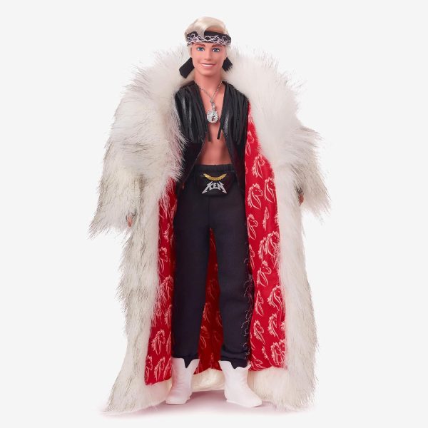 Barbie The Movie Collectible Ken Doll Wearing Big Faux Fur Coat & Black - Image 2
