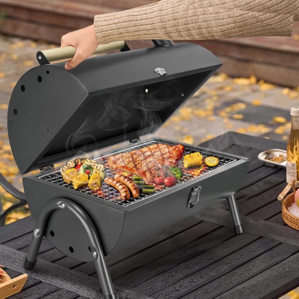 Portable Charcoal Grill, Small BBQ Grill with Smoker Double-Side Use - Image 7