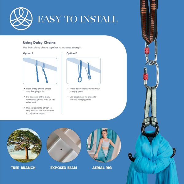 Aerial Silks Starter Kit - Durable 9 Yards of Aerial Yoga Hammock with - Image 4
