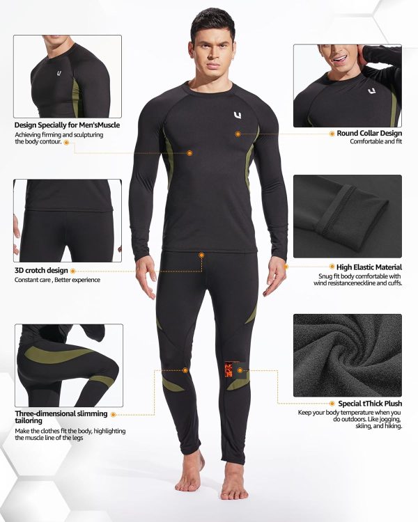 UNIQUEBELLA Men's Thermal Underwear Sets Top & Long Johns Fleece Sweat - Image 4