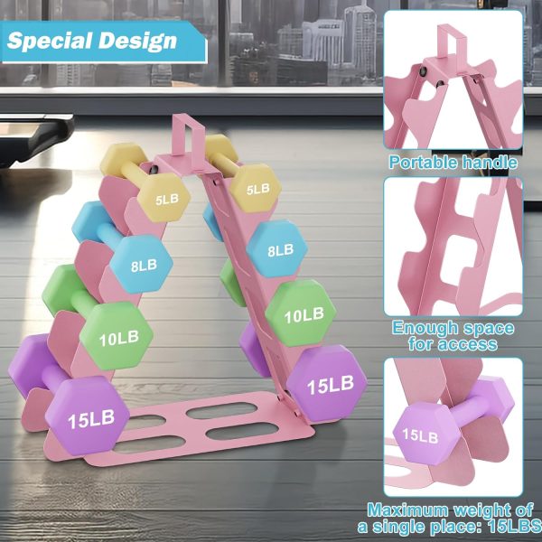 Dumbbell Rack, A-Frame Metal Dumbbell Holder with Handle, Multilevel Weight - Image 3