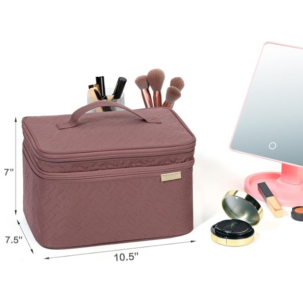 NISHEL Large Double Layer Travel Makeup Bag Women, Large Cosmetic Case, - Image 6