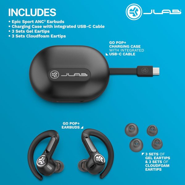 JLab Epic Sport ANC 3 True Wireless Bluetooth Earbuds for Active Workout, - Image 7