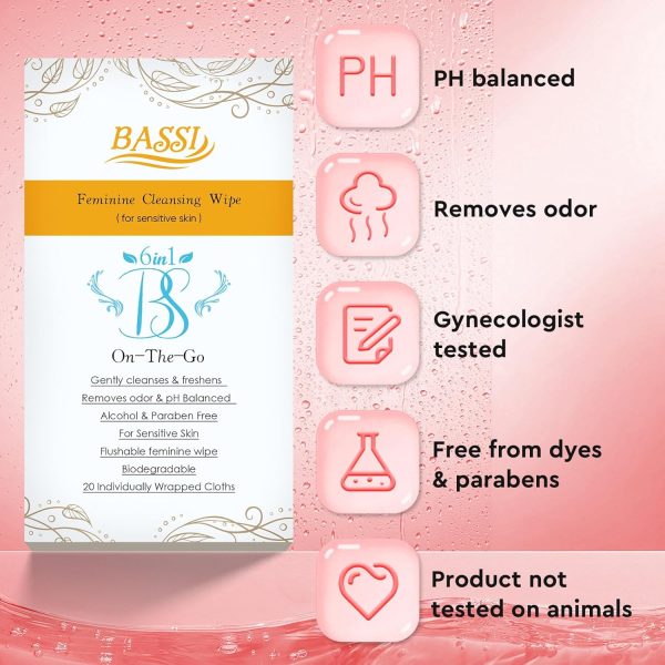 Feminine Wash & Feminine Hygiene Wipes & Yoni Oil, 20 Counts Flushable - Image 3