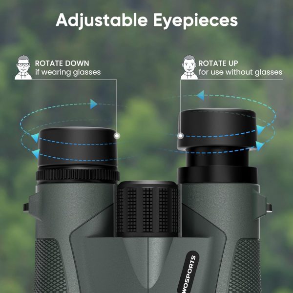 WOSPORTS 10x42 Binoculars for Adults, IP67 Waterproof Binoculars with Clear - Image 7