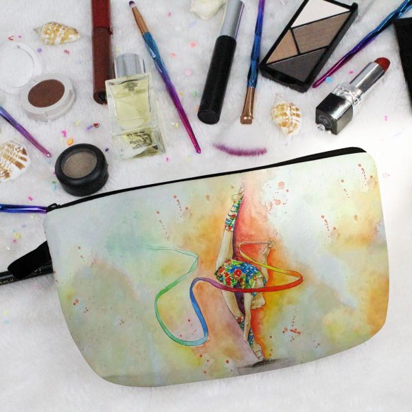 Gymnastics Makeup Bag Ribbon Gymnastics Small Cute Organizer Zipper Pouch - Image 5
