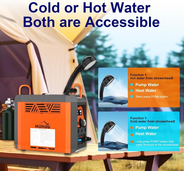 Portable Propane Water Heater Water Pump & Showerhead, Instant Hot Water - Image 5