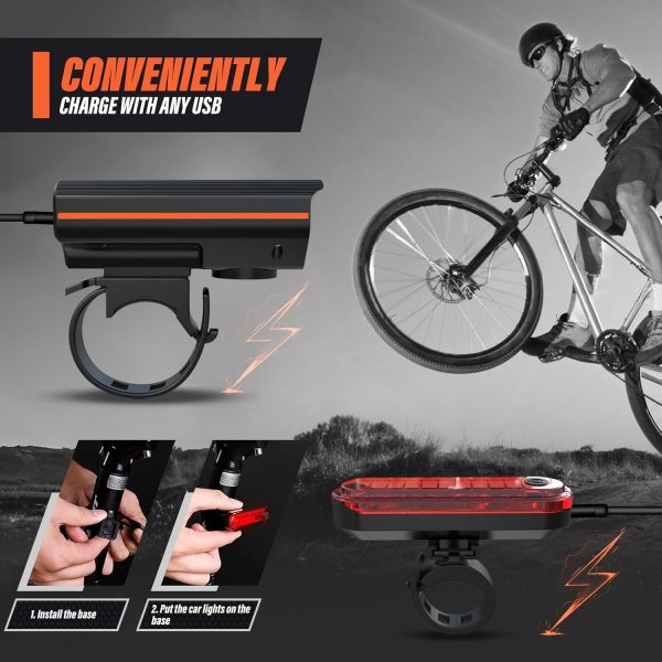 Rechargeable Bike Lights, Ultra Bright Bicycle Lights for Night Riding, - Image 4