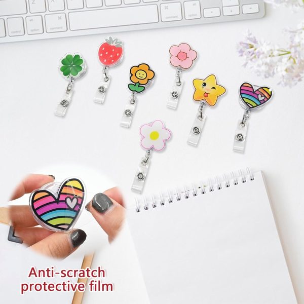 7 Pcs Cute Nurse Badge Reel Retractable, Nursing ID Name Tag Badge Clips, - Image 4
