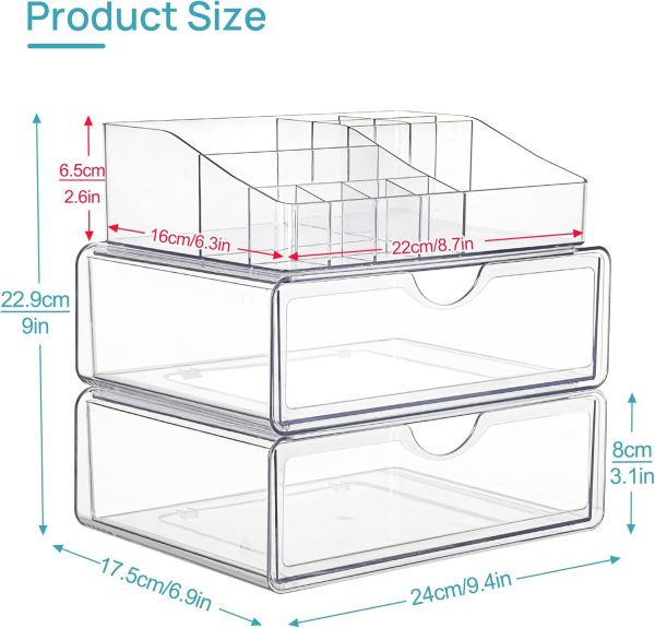 Vtopmart 3 Tier Clear Makeup Organizer with Drawer, Cosmetic Storage for - Image 5