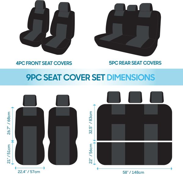 BDK PolyPro Seat Covers Full Set in Solid Black – Front and Rear Split - Image 10