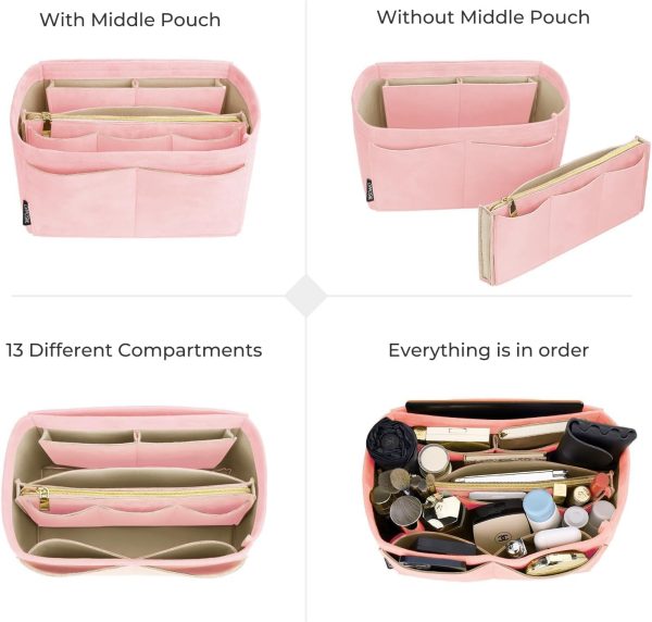 OPPOSHE Suede Purse Organizer Insert for Tote Bag, Sturdy Felt Bag Insert - Image 3