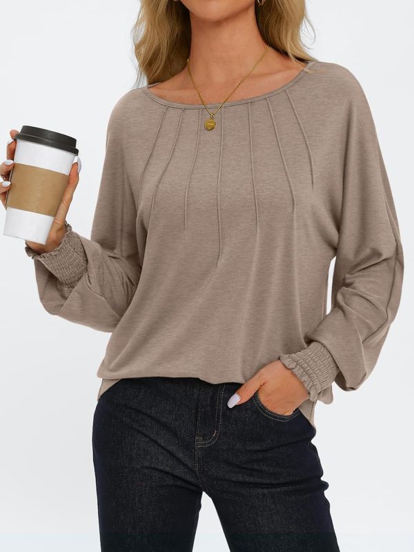 AUTOMET Womens Fall Fashion Long Sleeve Shirts Fall Tops Pleated Shirts - Image 2