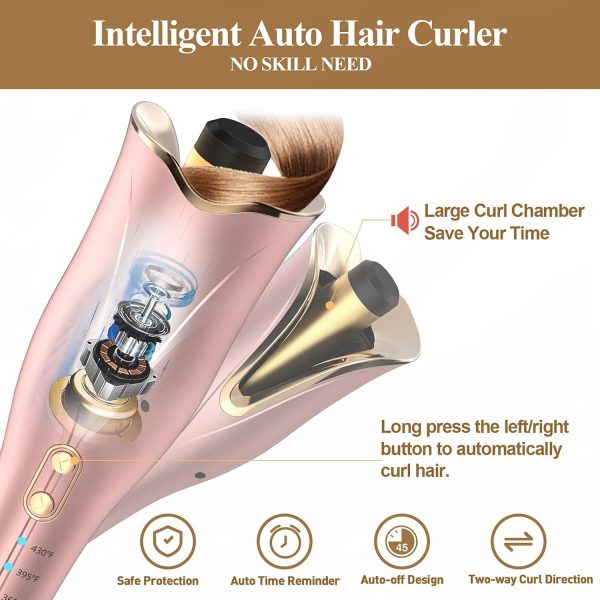 Rotating Curling Iron 1 Inch, Smart Anti-Tangle Automatic Curling Iron with - Image 2