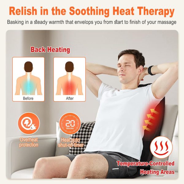 Back Massager with Heat for Pain Relief Deep Tissue, Portable Massage Chair - Image 2