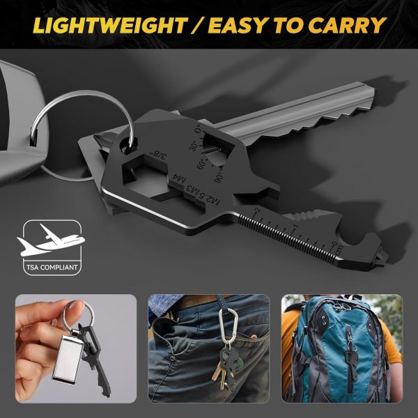 Key Shaped Pocket MultiTool 20-in1 Multi Tool, Stainless Steel Keychain - Image 4