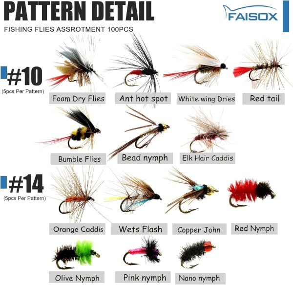 Fly Fishing Flies Assortment Kit Dry Wet Nyphms Tenkara Popper Streamer - Image 3