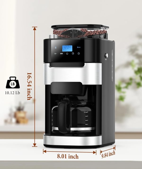 Joy Pebble 10-Cup Drip Coffee Maker with Grinder, Touch-Screen Drip Coffee - Image 8