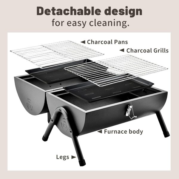 Portable Charcoal Grill Outdoor Stove: BBQ Easy to take Two Side Carbon - Image 5