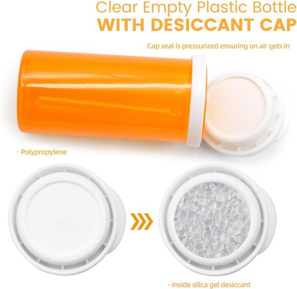 Wisesorb Desiccant Cap Pill Bottle, 30ml 20pcs Medicine Bottle, Pill - Image 4