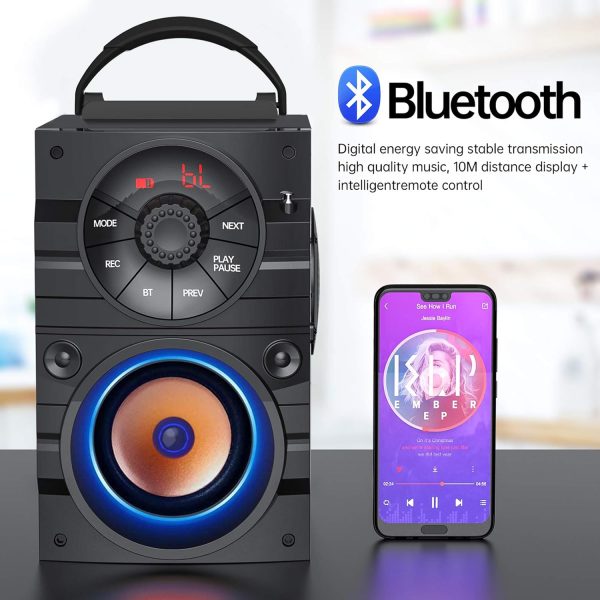 Portable Big Bluetooth Speakers with Light, Wireless with Subwoofer, FM - Image 2